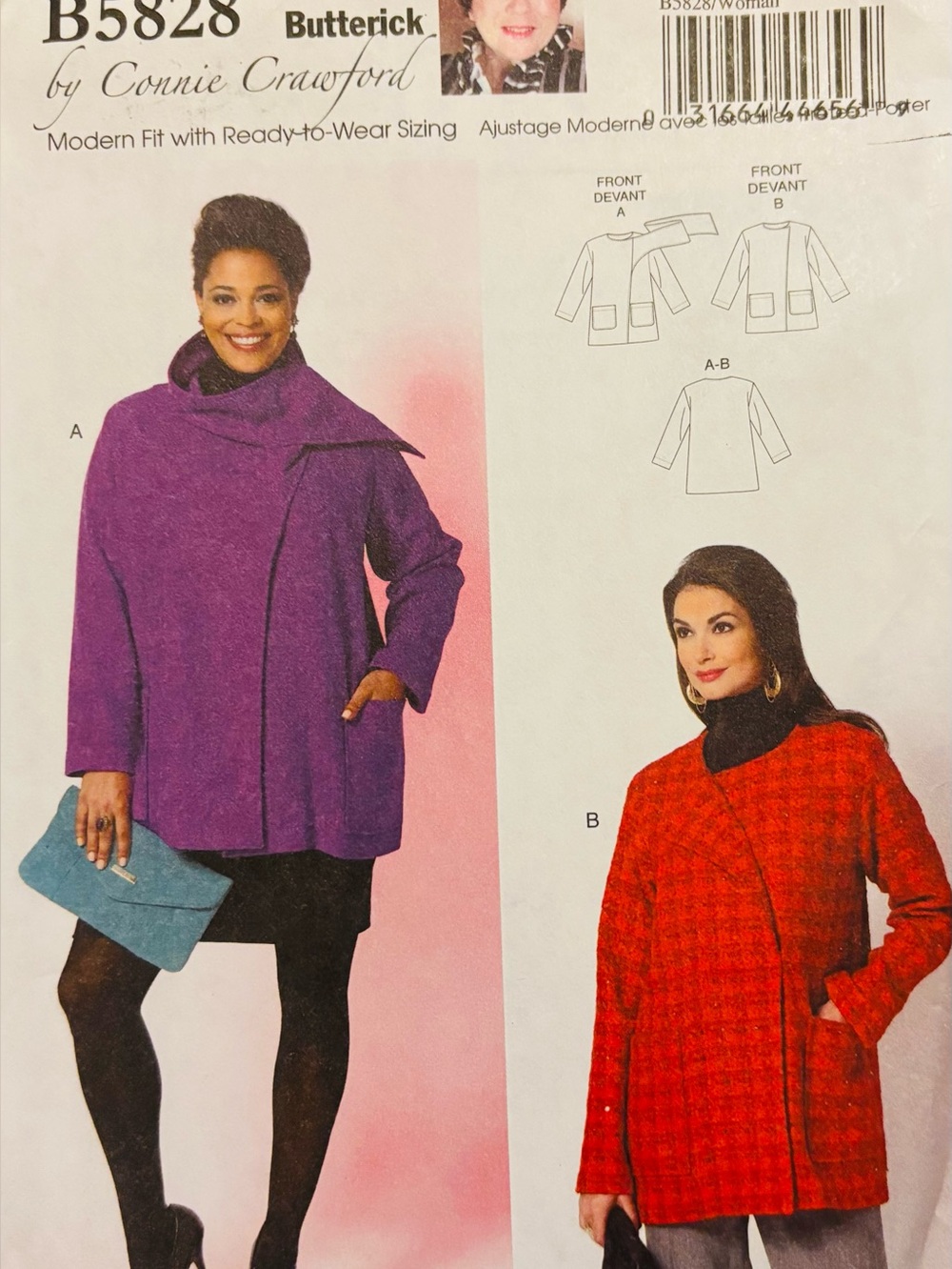 Plus Size Butterick B5828 Coat  by Connie Crawford Sizes XX1-6X Uncut